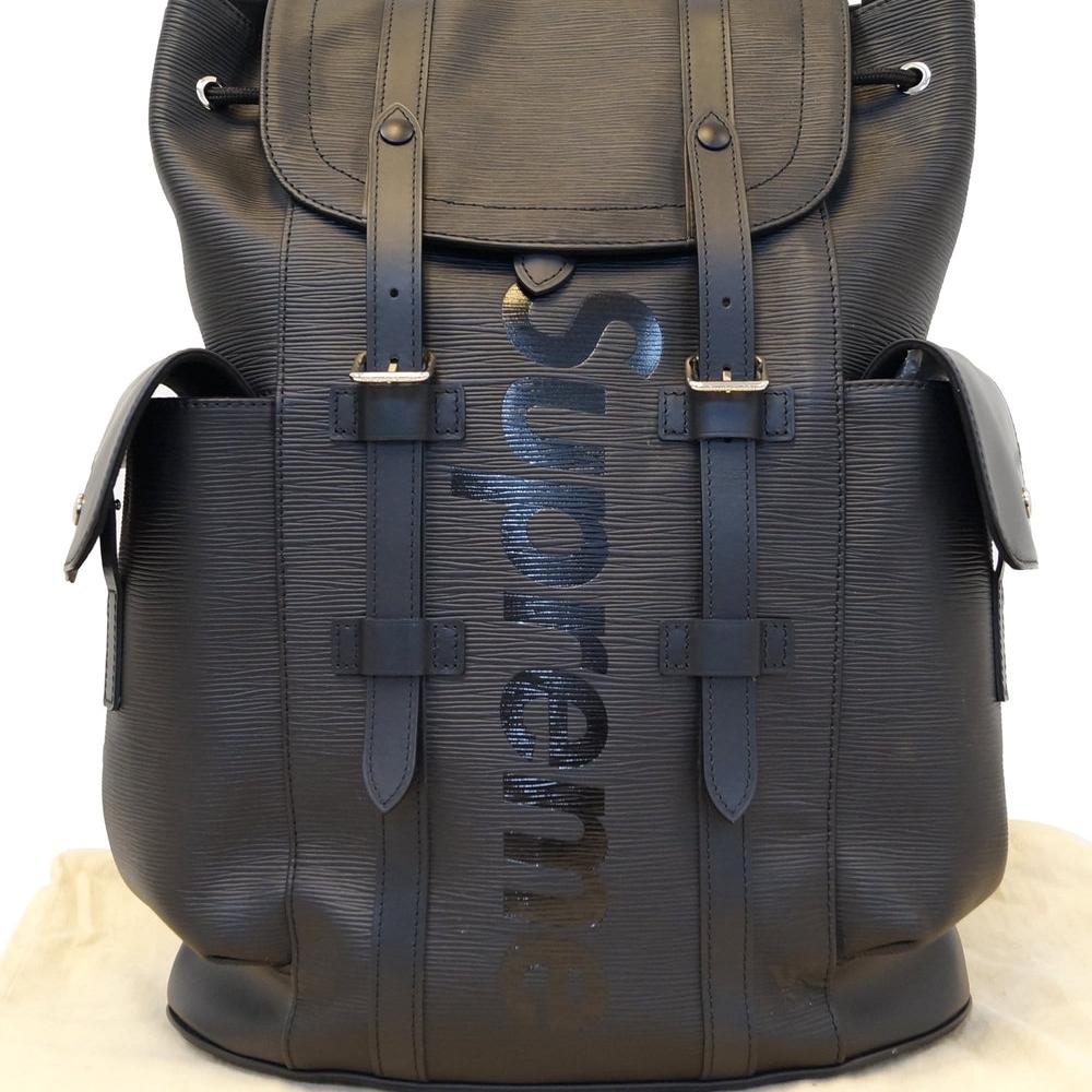 Supreme Black Backpack with Quilted Design and Drawstring Closure